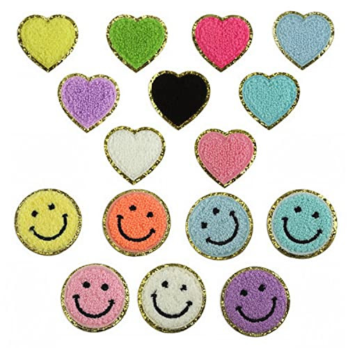 3D Colorful Towel Smily Face Heart Patches Embroidered Patch Iron on Embroidery Applique Sewing On B | Amazon (US)