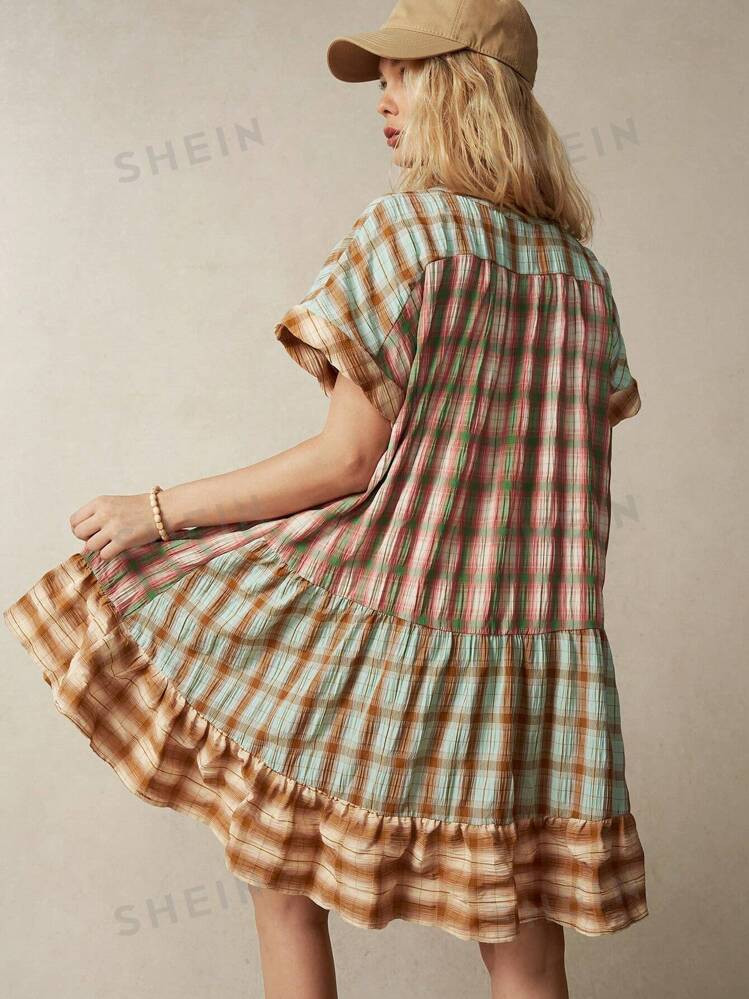 Bohemela Multicolored Plaid Patchwork Women Vacation Dress | SHEIN USA | SHEIN