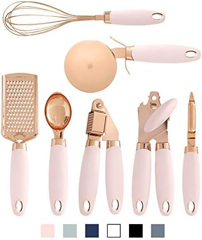 COOK With COLOR 7 Pc Kitchen Gadget Set Copper Coated Stainless Steel Utensils with Soft Touch Pi... | Amazon (US)