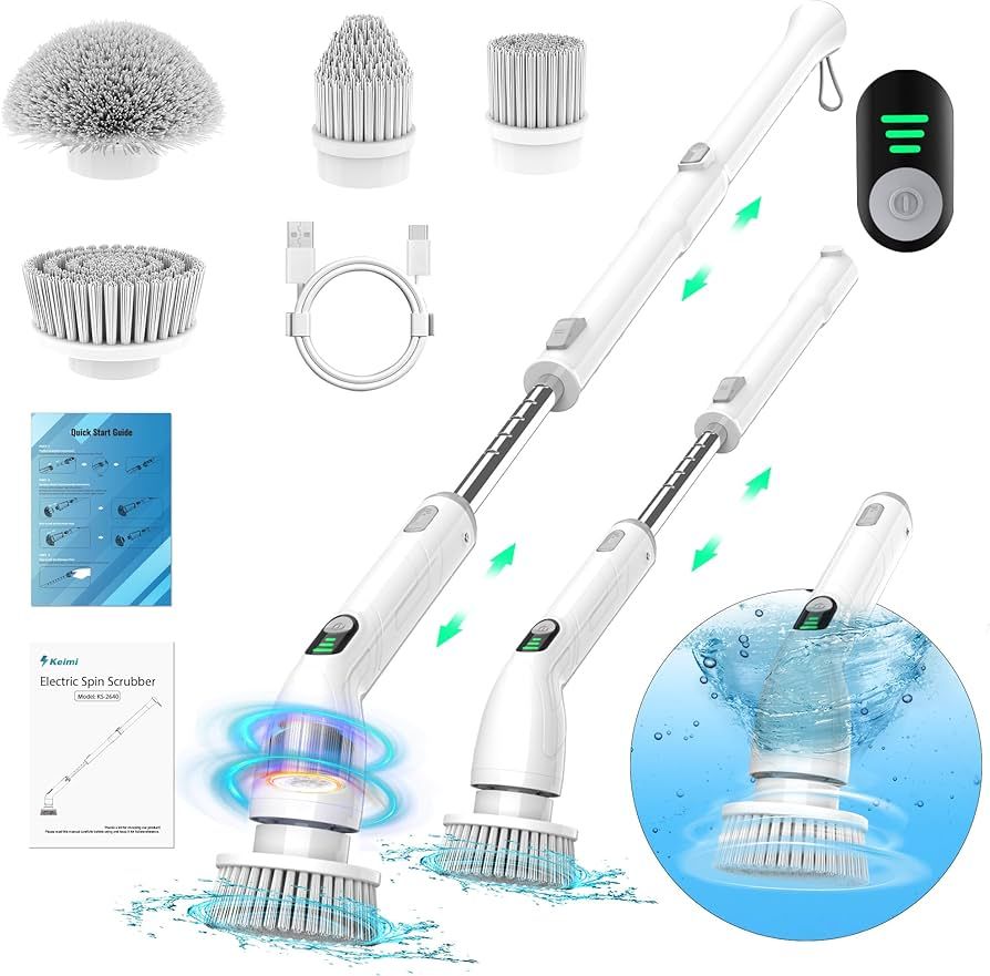 Electric Spin Scrubber, 2024 New Full-Body IPX7 Waterproof Shower Scrubber with Long Handle, Adju... | Amazon (US)