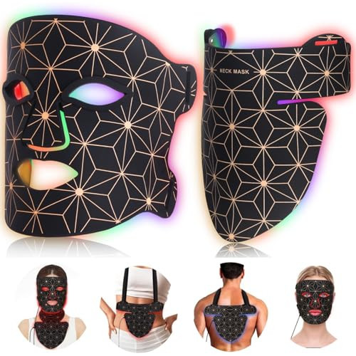 Red Light Therapy for Face and Neck, 8 Colors LED Face Mask Light Therapy with 850NM Near Infrared, 3000 mAh Rechargeable 6-In-1 Red Light Therapy Mask Set Skin Care Device for Skin Rejuvenation | Amazon (US)