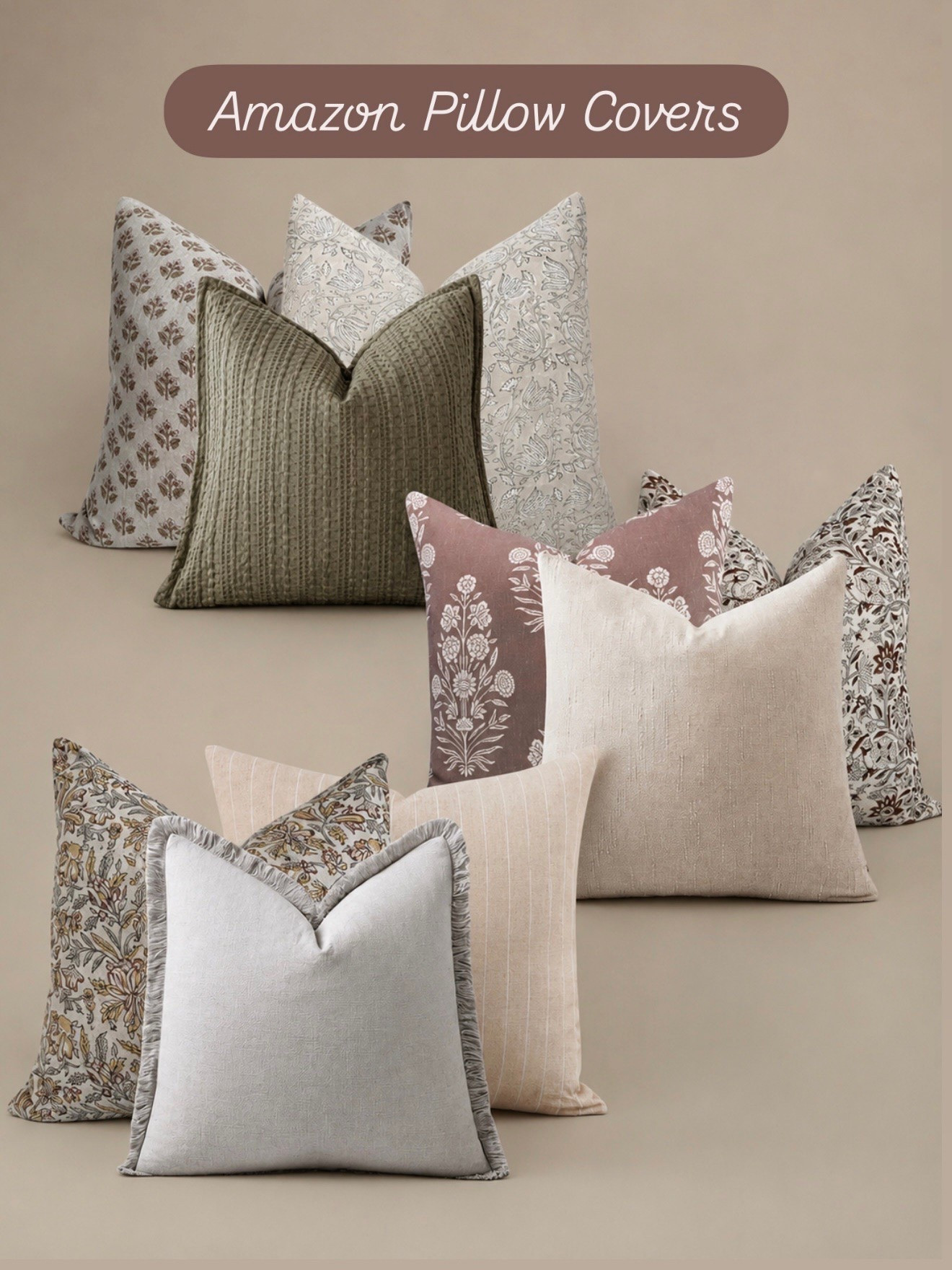 Neutral Amazon Pillow Covers for a Cozy Layered Look

Follow @farmtotablecreations on Instagram for more cozy neutral home finds and styling inspiration.

These Amazon pillow covers are giving the prettiest soft layered look for spring and summer styling. I love mixing subtle patterns, earthy tones, and textured neutrals to make a space feel warm, elevated, and collected without overwhelming the room. Such an easy way to refresh a sofa, bed, or accent chair on a budget.

#amazonhome #pillowcovers #throwpillows #neutraldecor #homedecor

#LTKHome #LTKSaleAlert
