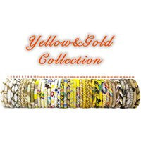 Handmade Yellow & Gold Beaded Bracelet Collection Featuring Unique Floral, Geometric Abstract Designs. Stylish, Stackable, Gift Ready | Etsy (US)
