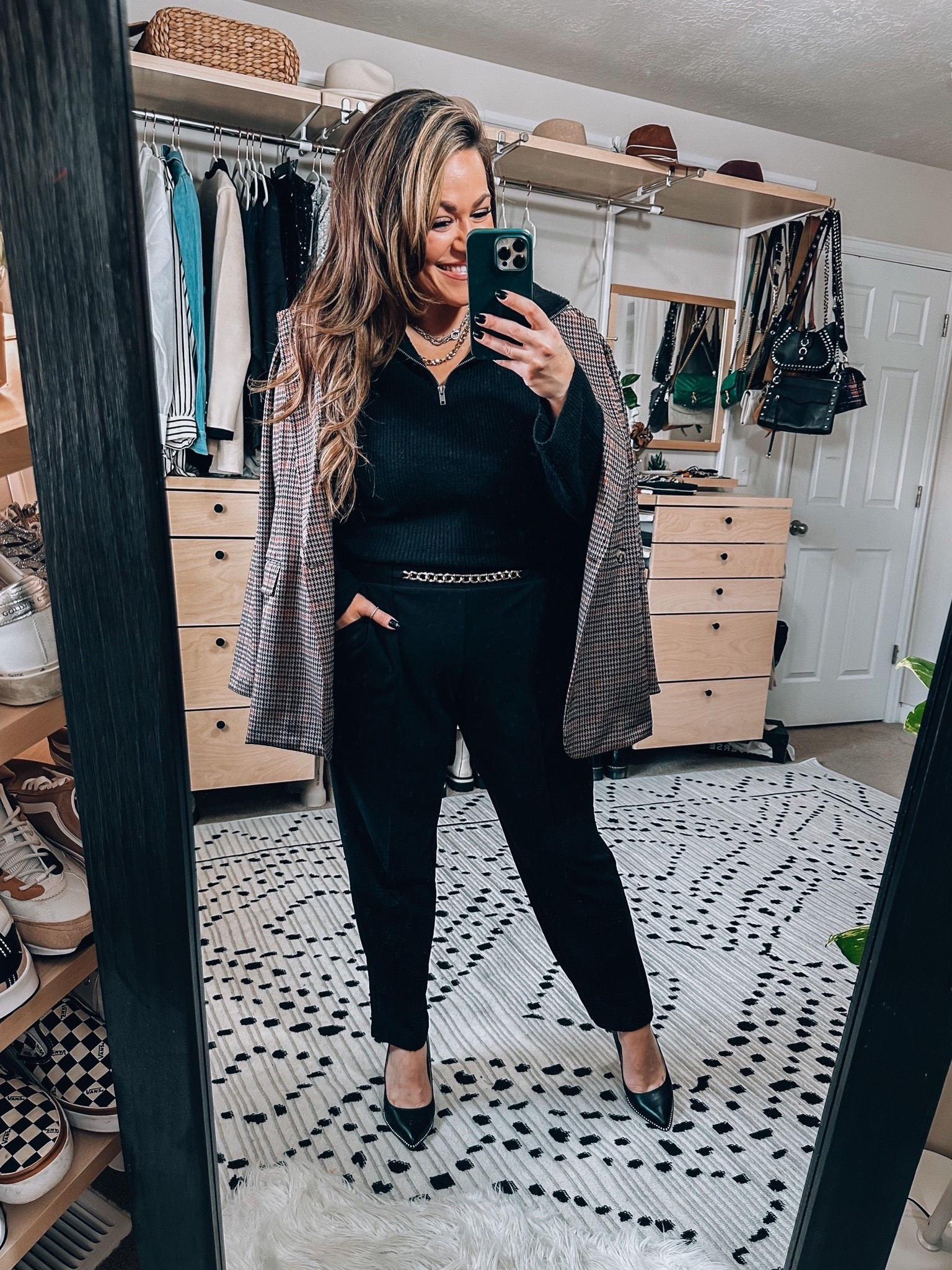 Maurices midsize workwear inspo Wearing an xl in the stretchy blazer- xl in this cozy pullover sweater- xl in the stretchy black dress pants with chain detail @maurices #mauricespartner #discovermaurices #maurices

#LTKcurves #LTKworkwear #LTKSeasonal