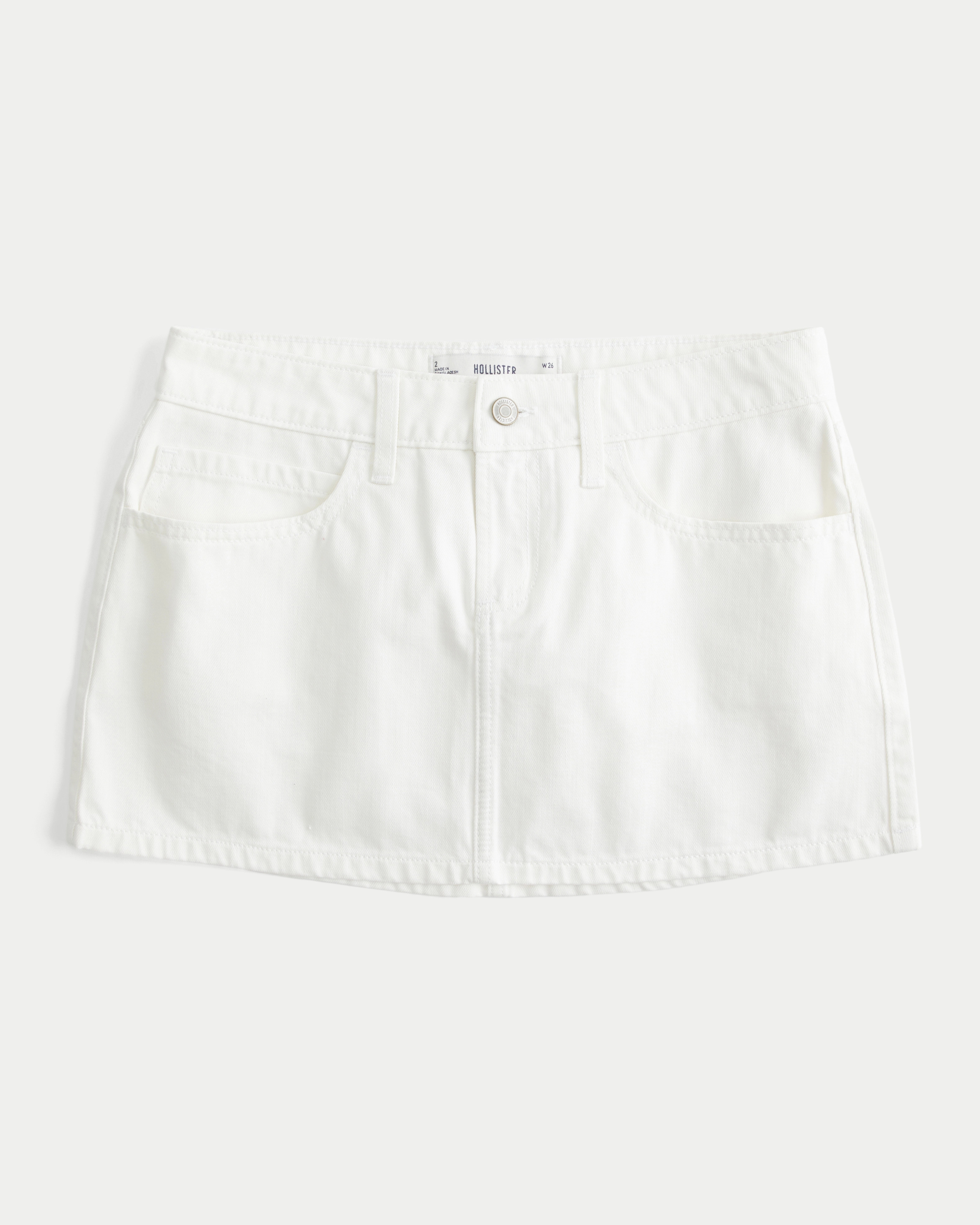 Low-Rise White Denim Mini Skort | Hollister (US)
