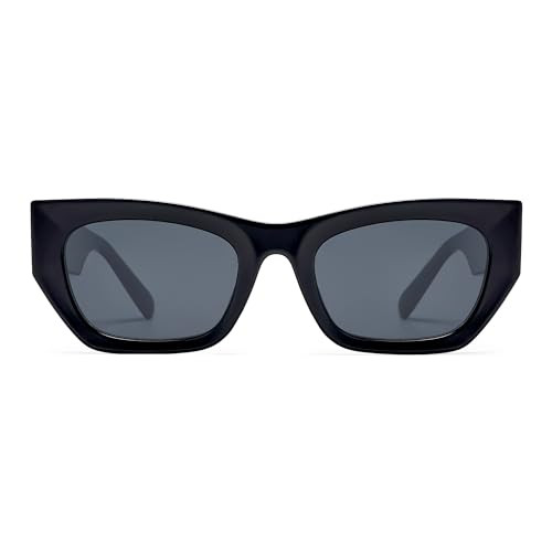 SOJOS Trendy Rectangle Cateye Sunglasses Womens Mens UV400 Fashion Chic Chunky Shades SJ2296, Black/Grey | Amazon (US)