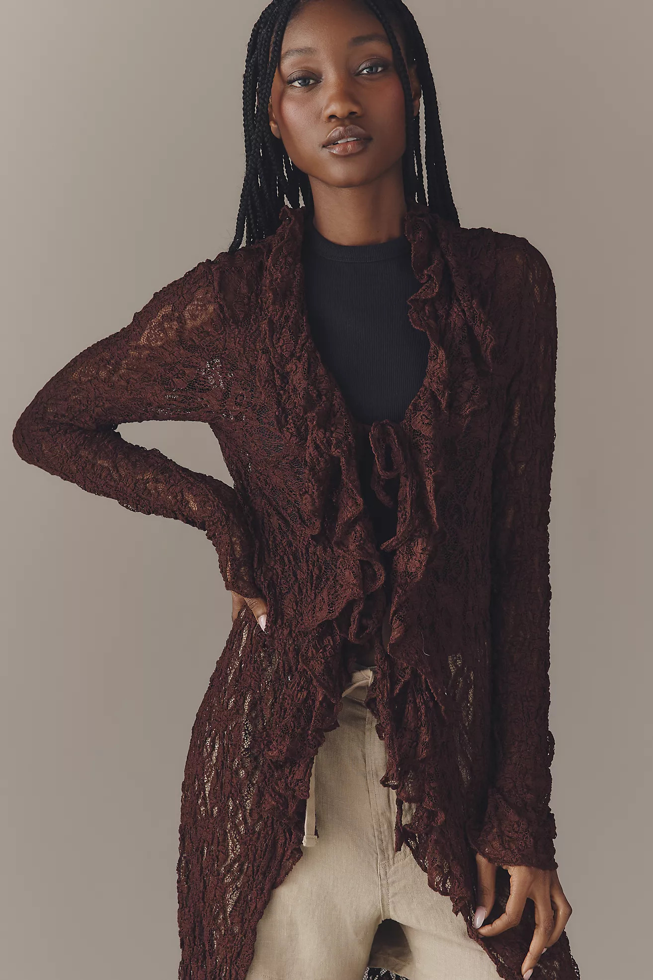 By Anthropologie Lace Long-Line Cardigan | Anthropologie (US)