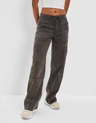 AE Dreamy Drape Stretch Super High-Waisted Baggy Wide-Leg Pant | American Eagle Outfitters (US & CA)