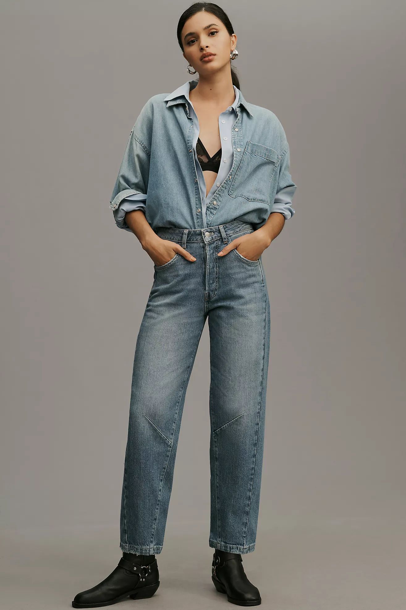 Pilcro Reworked High-Rise Taper Jeans | Anthropologie (US)