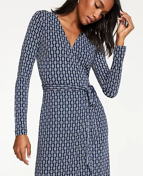 Chain Link Matte Jersey Wrap Dress | Ann Taylor (US)