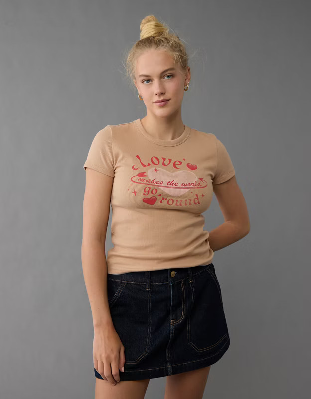 AE Hey Baby Valentine's Day Graphic T-Shirt | American Eagle Outfitters (US & CA)