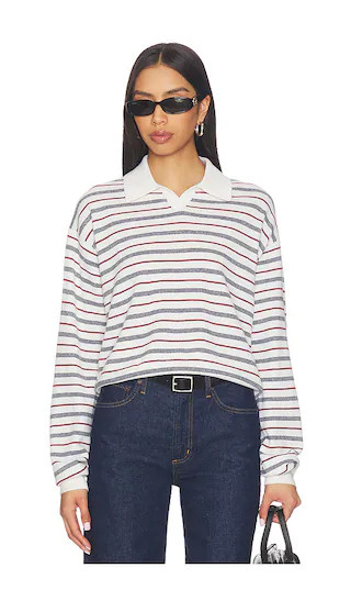 Whinifred Knit Polo in Red Stripe | Revolve Clothing (Global)