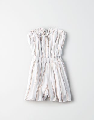 AE Tube Smocked Waist Striped Romper | American Eagle Outfitters (US & CA)