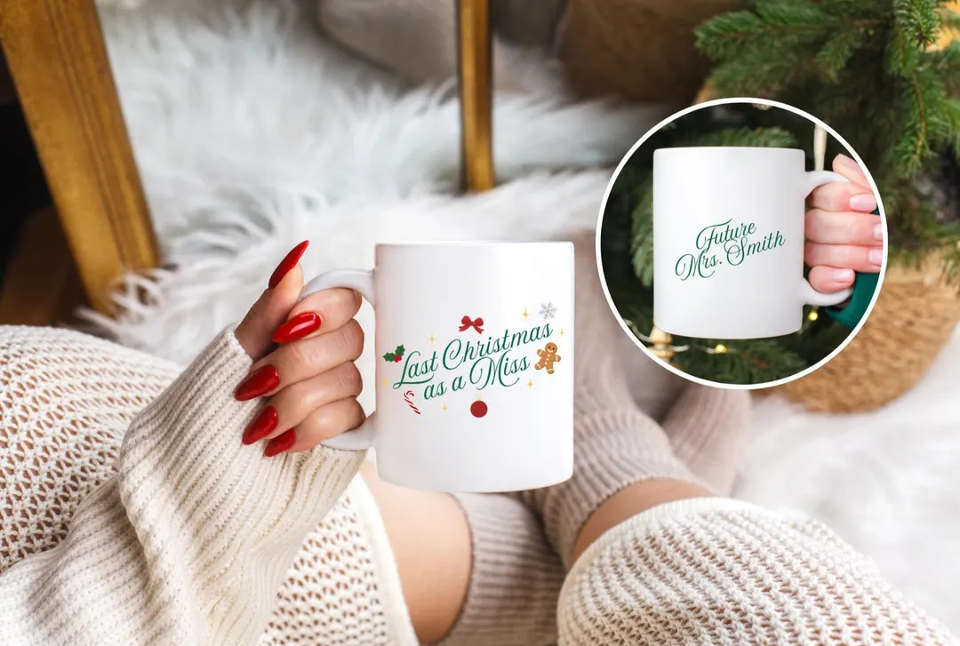 Last Christmas as a Miss Mug, Personalized Future Mrs. Coffee Cup, Custom Bride Mug, Engagement B... | Etsy (US)