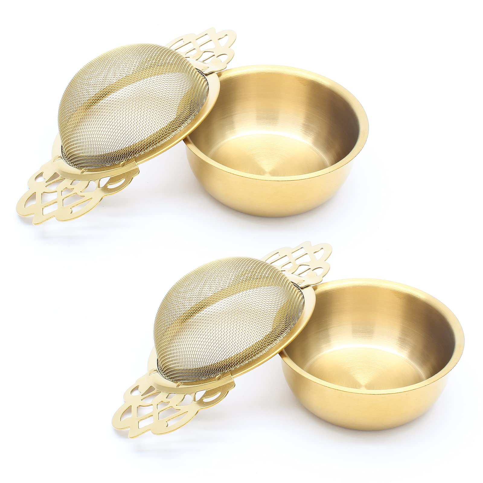 Bonsicoky 2 Pack Tea Strainer Bowl, Stainless Steel Loose Leaf Tea Filter for 2.5-4 Inch Cup Mout... | Amazon (US)