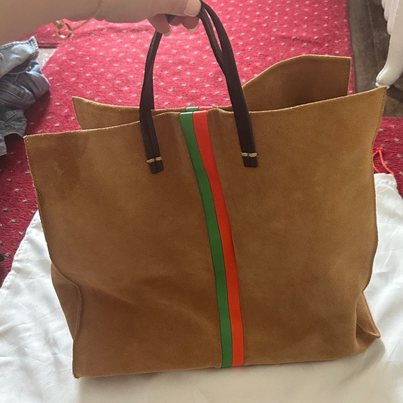 Clare V. Simple Stripe Suede Tote | Poshmark