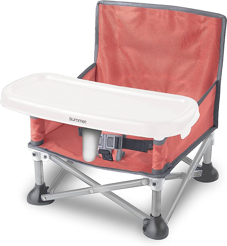 Summer Pop ‘N Sit Portable Booster Chair, Coral & Gray - Booster Seat for Indoor/Outdoor Use - ... | Amazon (US)