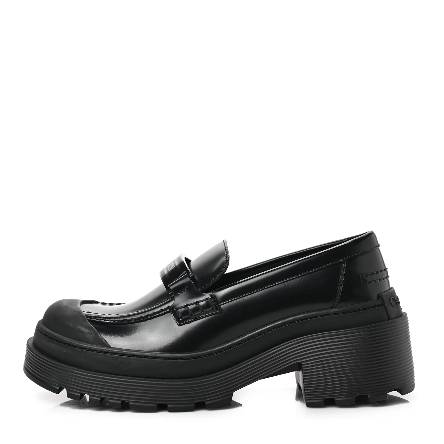 Brushed Calfskin Rubber Dior Code Cap Toe Lug Sole 15mm Loafers 36.5 Black | FASHIONPHILE (US)