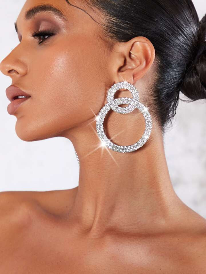 SHEIN SXY Rhinestone Circle Decor Stud Earrings | SHEIN