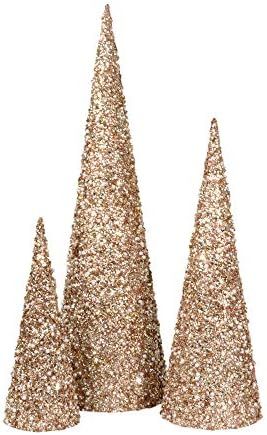 Amazon.com: Set of 3 Champagne Gold and Pearl Glittered Christmas Topiary Trees- 24 Inches, 17.5 ... | Amazon (US)