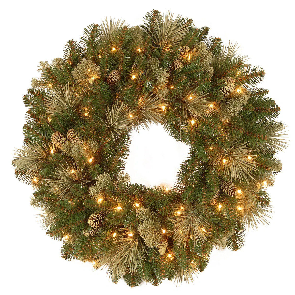 The Holiday Aisle® Carolina Pine Wreath with LED Lights | Wayfair North America
