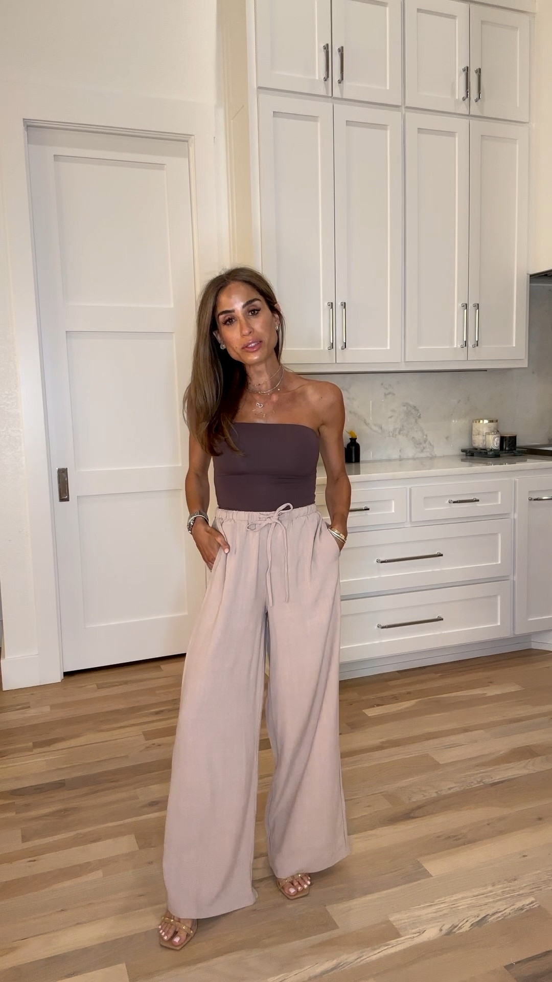 Must have linen flowy drawstring pull on pants - Petite friendly with senseless strapless top size xs 

beach vacation outfits, beach vacation outfit ideas, beach outfits for women, beach trip outfits, tropical vacation outfits, beach resort outfits, resort wear for women, vacation outfit inspo

#LTKTravel #LTKootd #LTKPetite