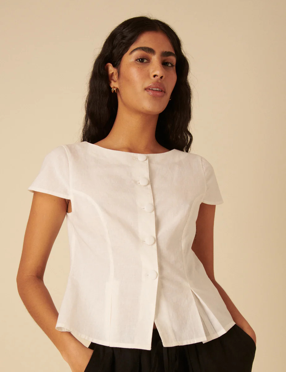 White Tailored Pleated Blouse | Nobody's Child