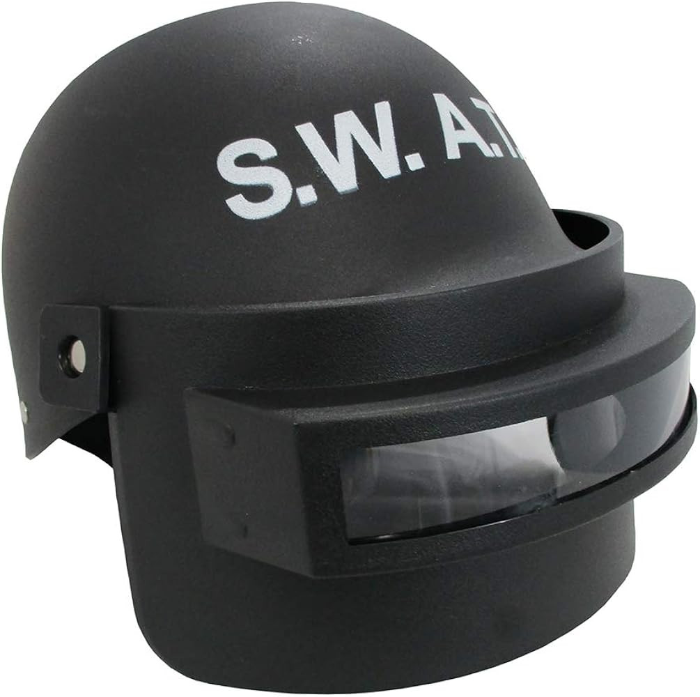 Adult S.W.A.T. Team Costume Helmet with Folding Face Mask. Black, One Size | Amazon (US)