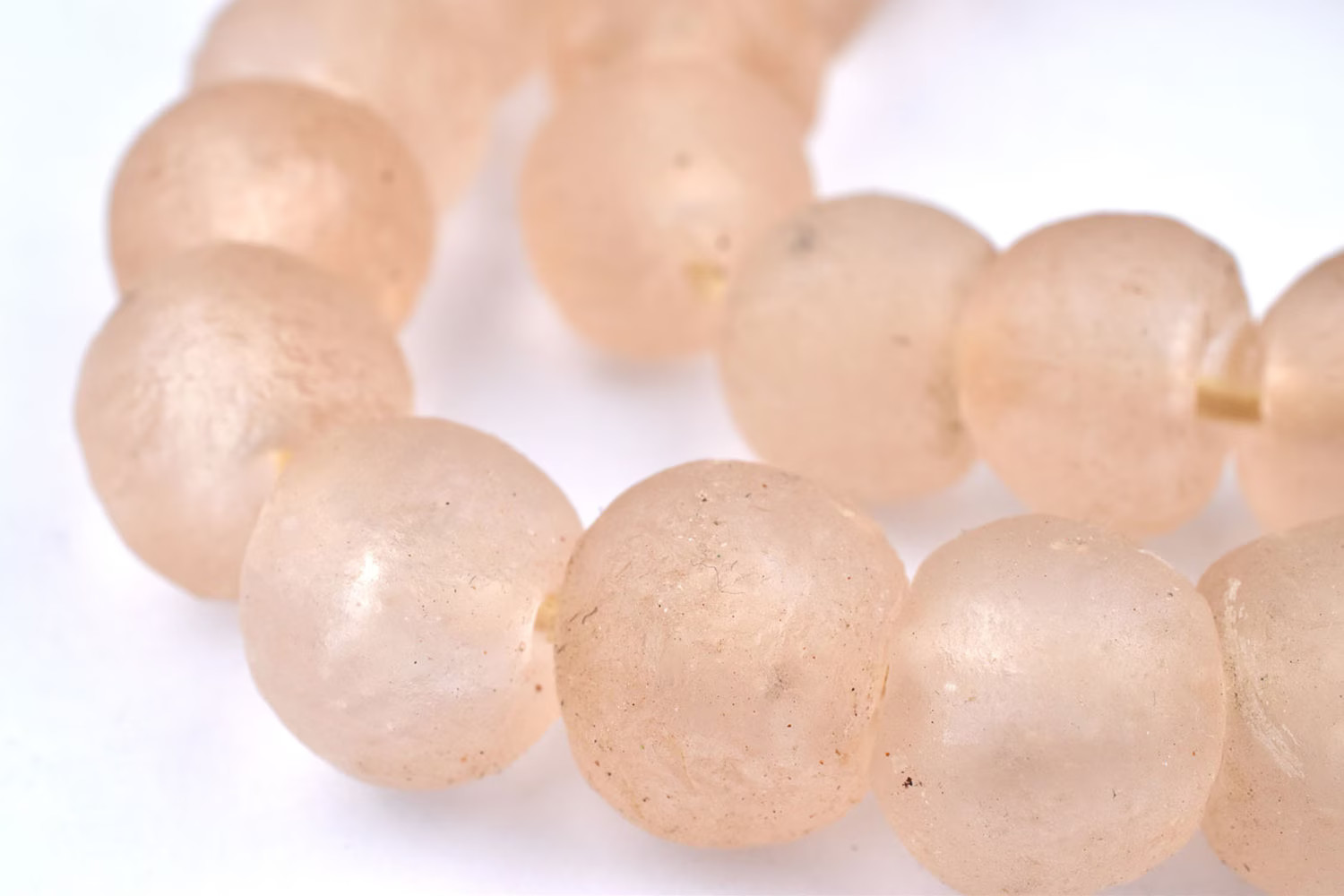 35-40 Rose Recycled Glass Beads: Frosted Cultured Sea Round Pink Ghanaian Rustic Ethnic Handmade ... | Etsy (US)