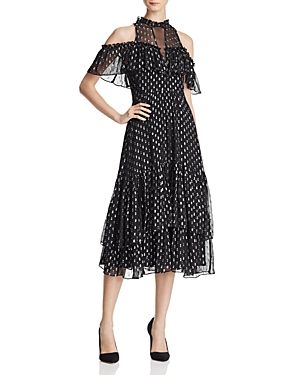 Rebecca Taylor Open Shoulder Metallic Patterned Dress | Bloomingdale's (US)