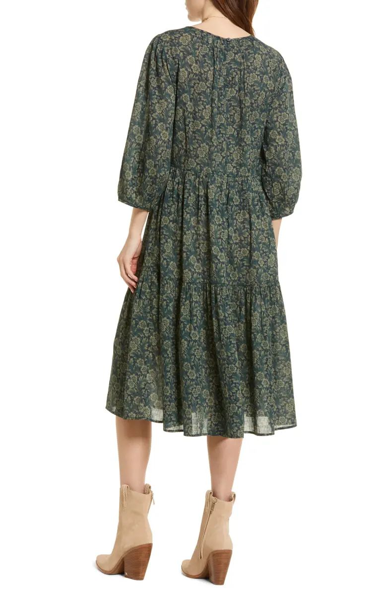 Floral Print Tiered Cotton Gauze Dress | Nordstrom