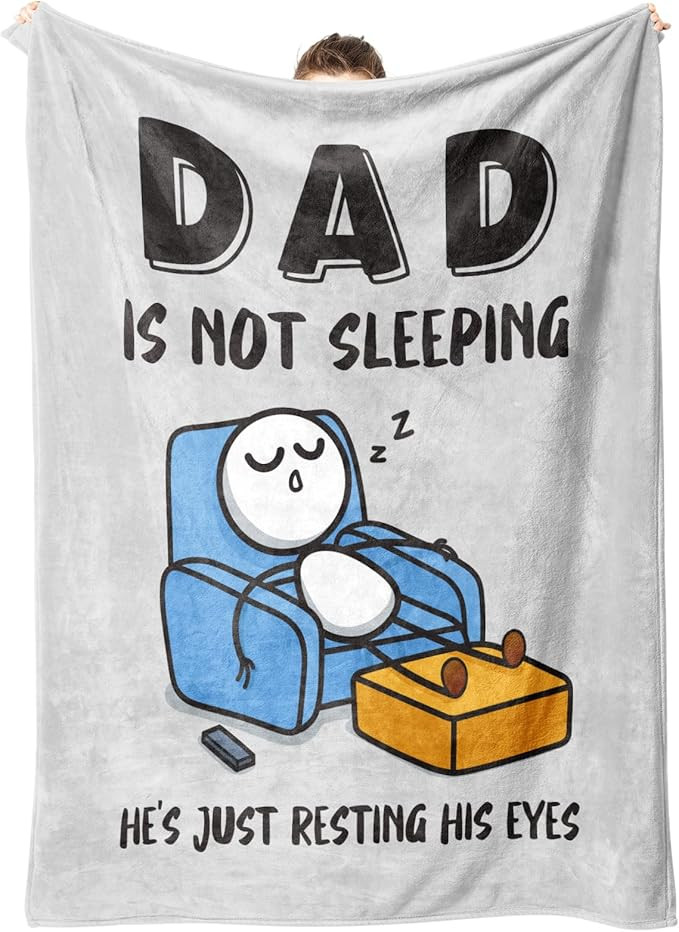Funny Fathers Day Birthday Gift for Dad Husband, Dad is Not Sleeping Blanket, Dads Gifts from Dau... | Amazon (US)