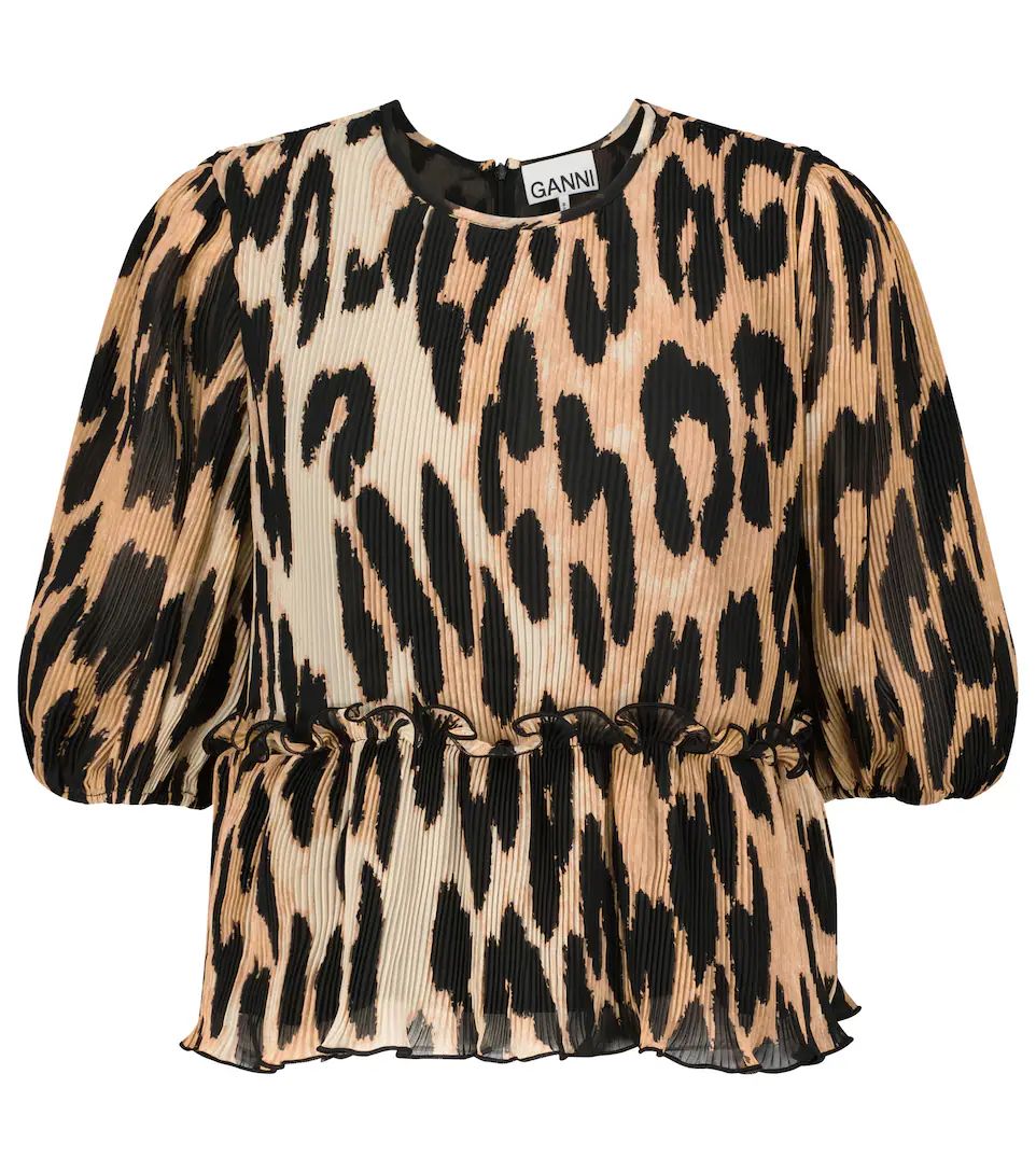 Leopard-print pleated georgette top | Mytheresa (US/CA)