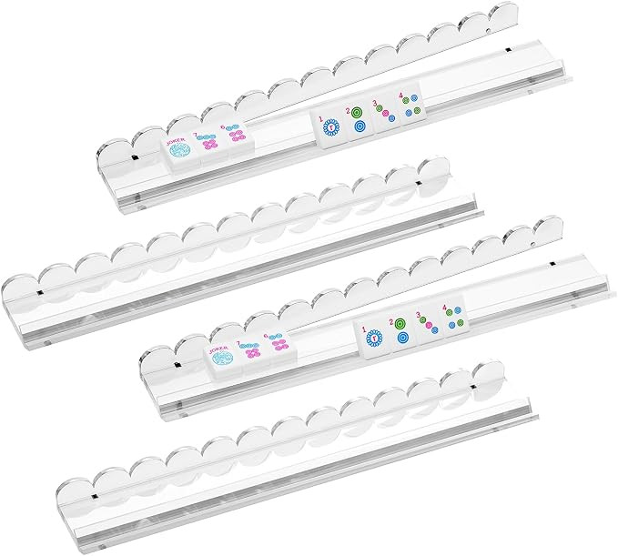 Mahjong Racks with Pushers, Set of 4 Clear Acrylic Mahjong Racks with Magnetically Attached Smoot... | Amazon (US)