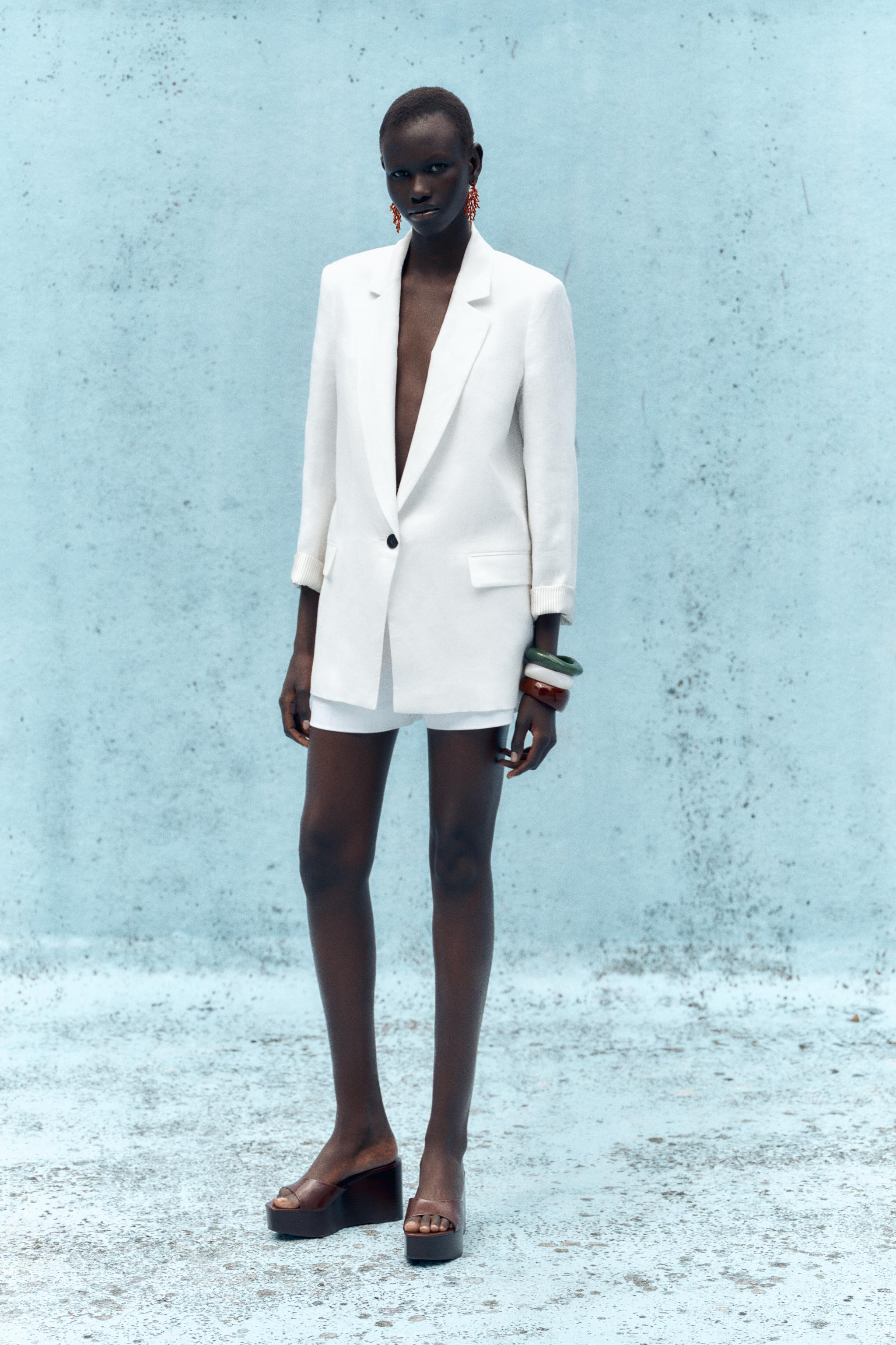 100% LINEN BLAZER WITH PRINTED CUFFS | Zara US