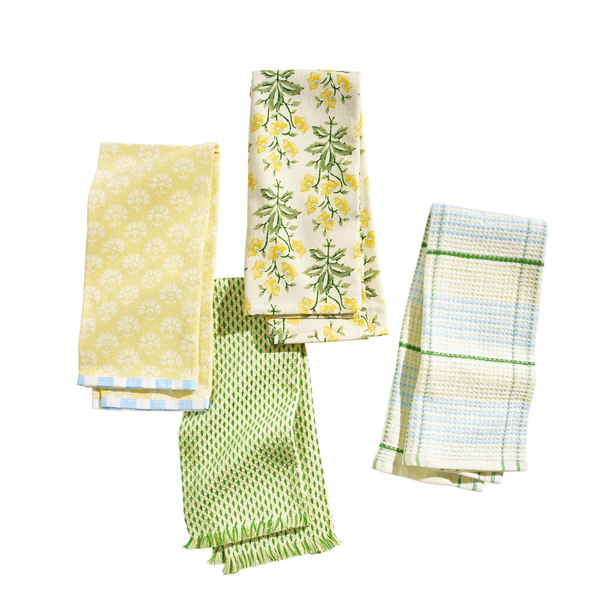 Beautiful Home by Drew Barrymore Floral Trellis Kitchen Towel Set, 4 Piece, Buttercream, 18" x 28... | Walmart (US)