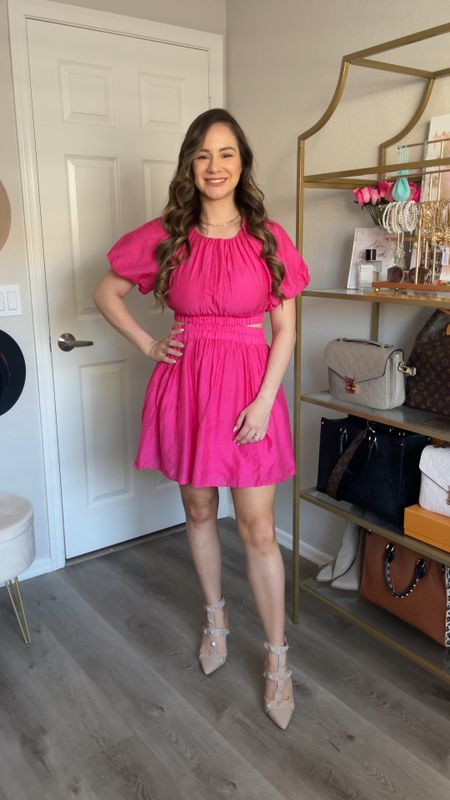 Pink dress (wearing small), dress with pockets, dress with cutouts, nude studded heels (tts) / Amazon Fashion Finds, Dress Outfit Inspo / #AmazonFashion #Dress

#LTKVideo #LTKshoecrush #LTKfindsunder50