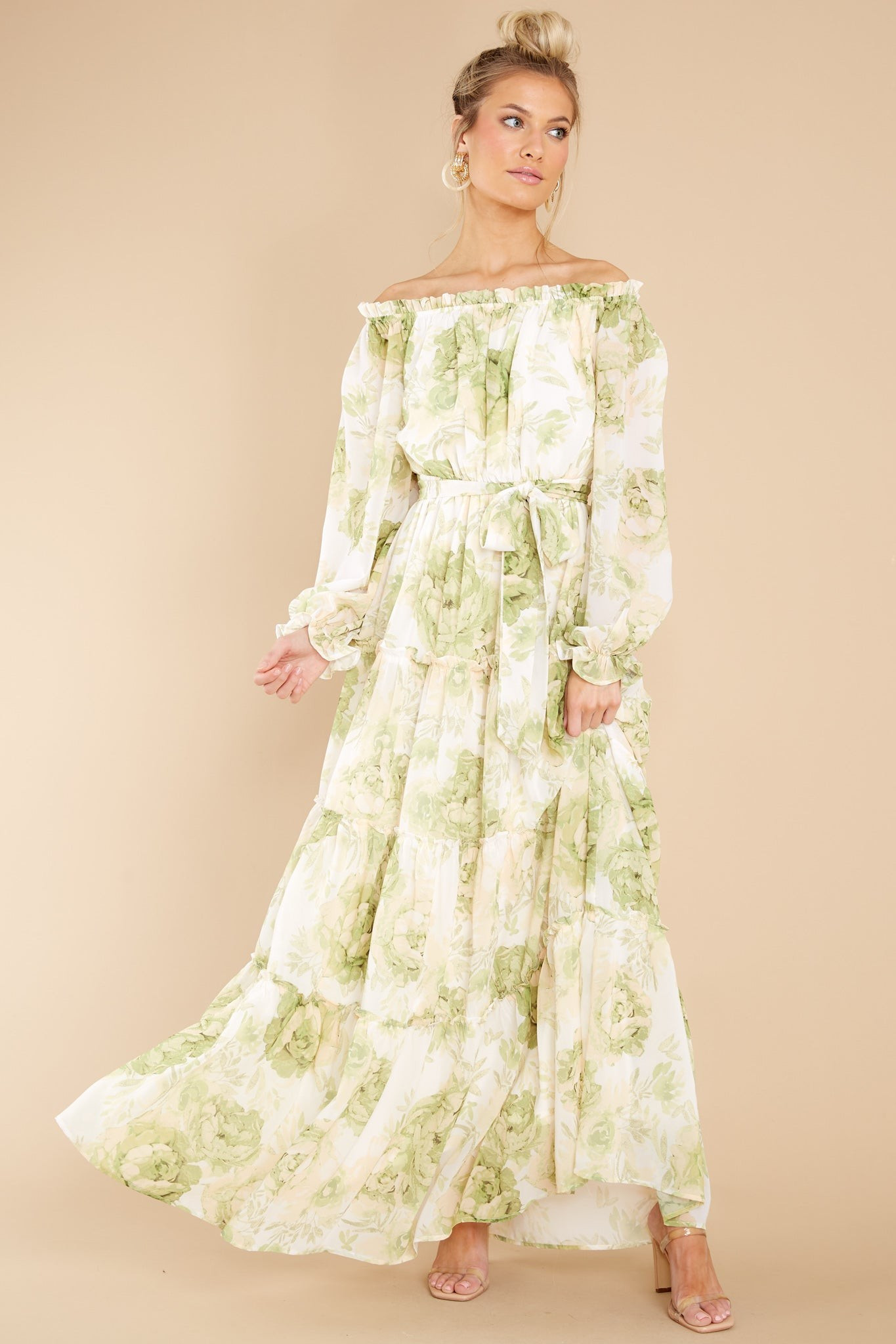 Love Is Blooming Green Floral Print Maxi Dress | Red Dress 