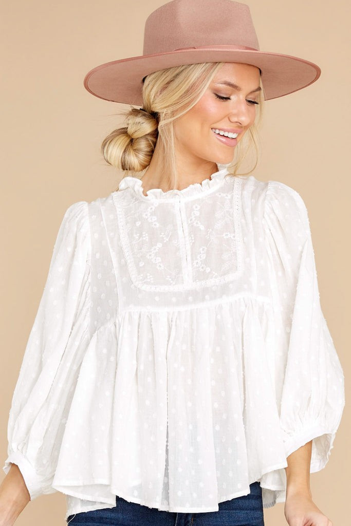 Leave Them Charmed White Top | Red Dress 