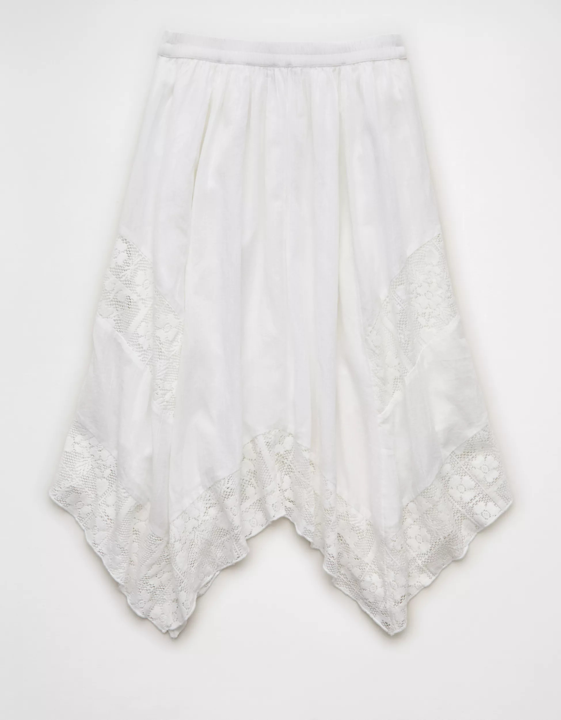 AE High-Waisted Lace Insert Midi Skirt | American Eagle Outfitters (US & CA)