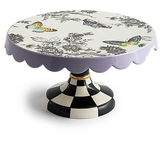 MacKenzie-Childs Butterfly Toile Small PedestalPlatter - QVC.com | QVC