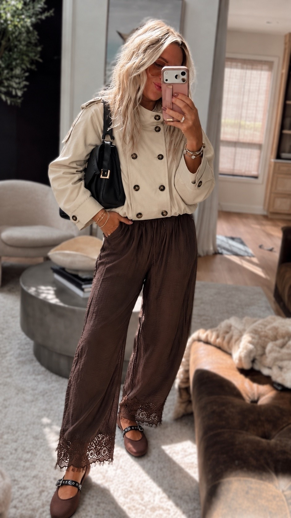 Chocolate brown is having a MOMENT 🤎 These lace-trim pants come in 5+ colors and are the easiest way to make a comfy outfit feel elevated. Paired them with a cropped neutral jacket + studded flats for the cutest fall look 🍂

brown pants, fall outfit, lace pants, ballet flats, fall fashion

#LTKootd #LTKSeasonal #LTKWorkwear