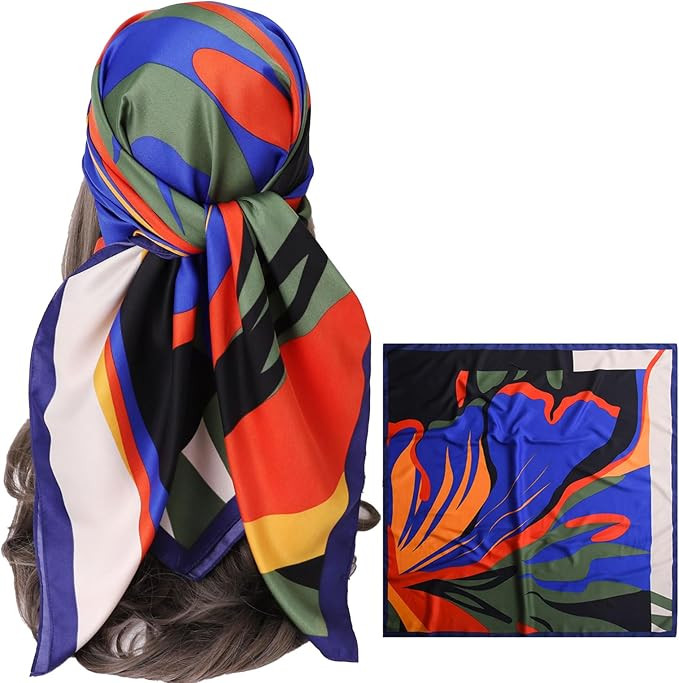 Women's Square Silk Like Head Scarf Large 35 inch Silk Feeling Hair Wrapping Satin Scarves for Sl... | Amazon (US)