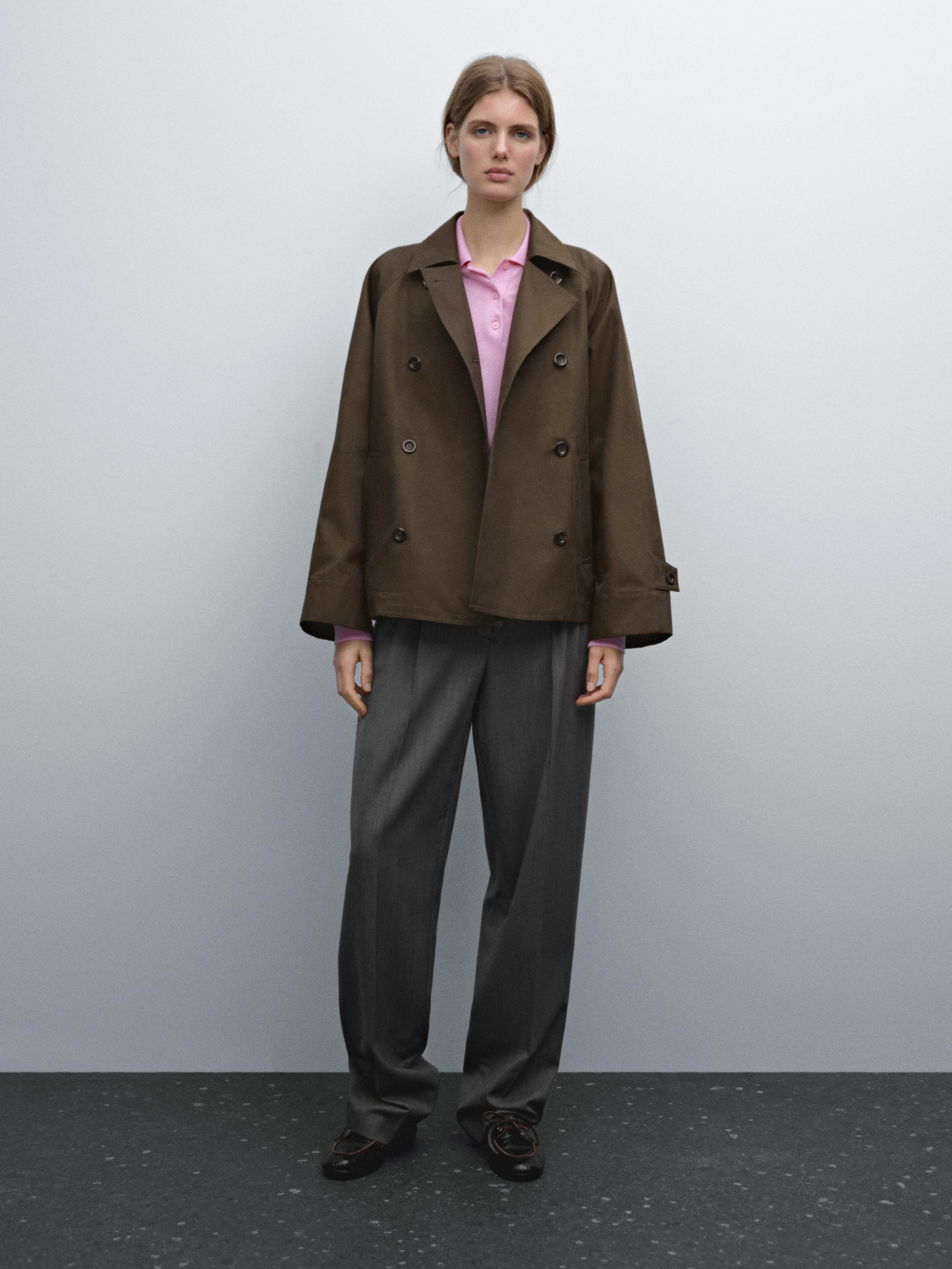 Short cotton blend coat | Massimo Dutti UK