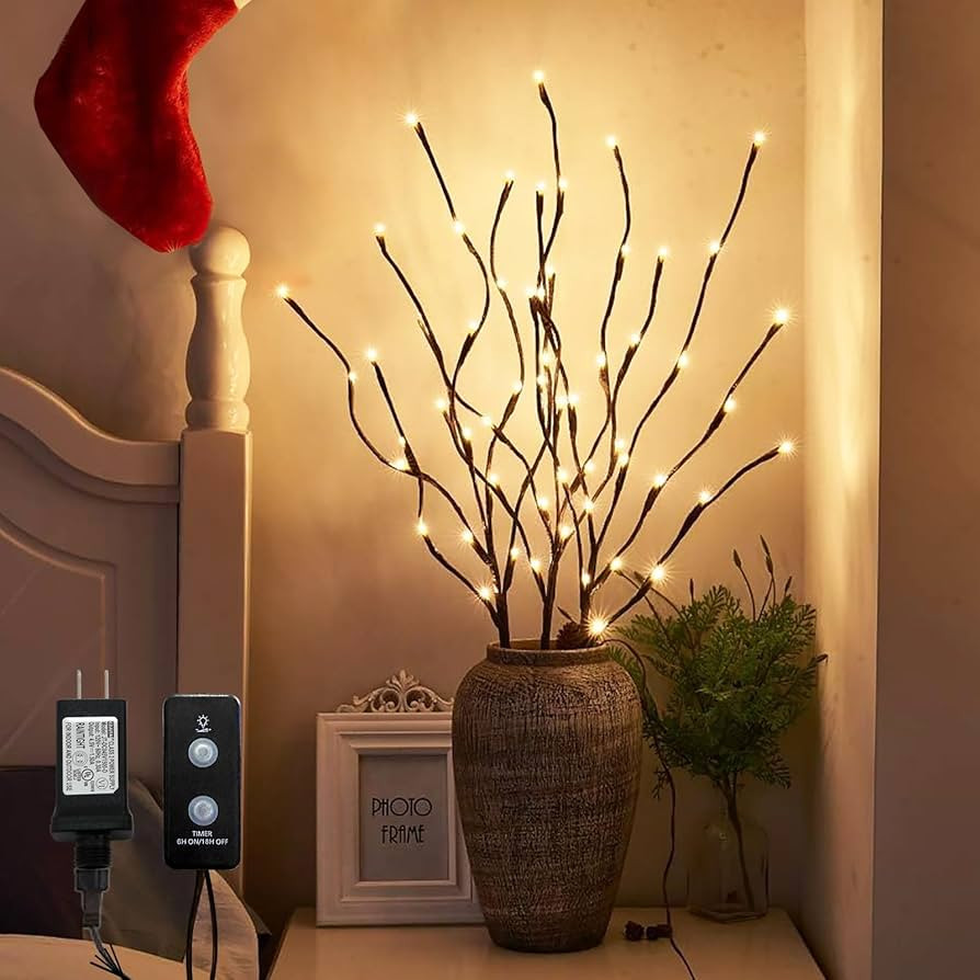 PEIDUO Lighted Brown Branches with Timer, 30Inch 3PK 60 LED Pathway Lights, Willow Branch Lights ... | Amazon (US)