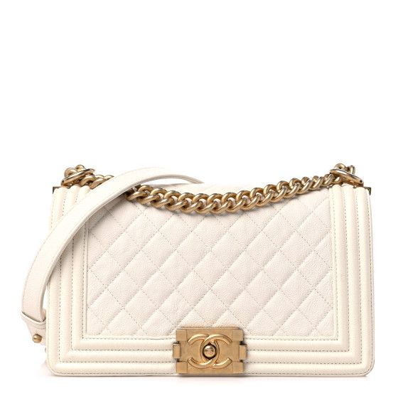 Caviar Quilted Medium Boy Flap White | FASHIONPHILE (US)