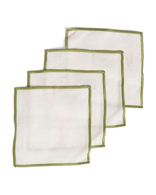 Made In Turkey Set Of 4 Linen Bel Air Cocktail Napkins | TJ Maxx