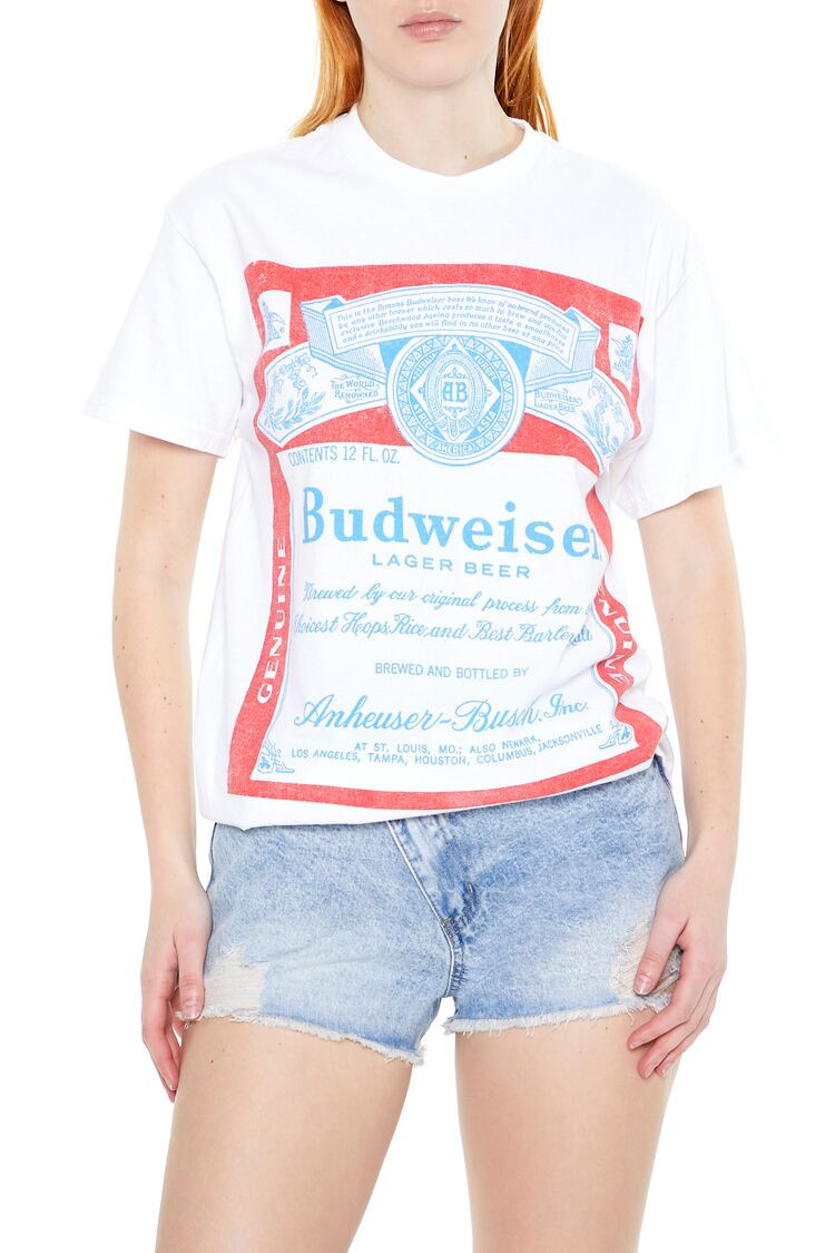 Women's Budweiser Graphic T-Shirt in White, S/M | Forever 21
