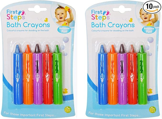 Baby Bath Crayons Pack of 10 for Fun in Bath - Non Toxic Bath Toys First Steps | Amazon (UK)