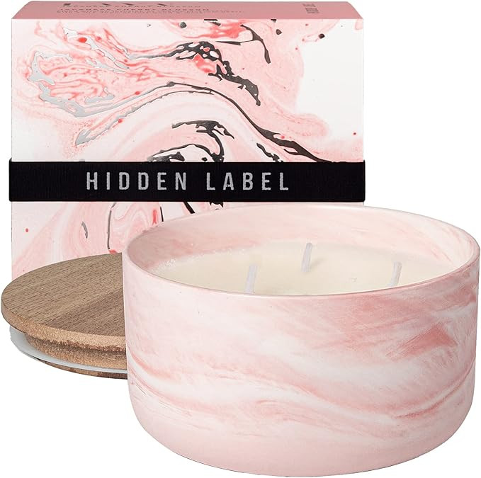 Hidden Label Scented Soy Candles, Large Candle 3 Wicks 14.8oz Japanese Cherry Blossom Ceramic Jar... | Amazon (US)
